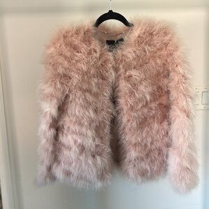 BCBG MAXAZRIA Pink Faux Fair Coat.
